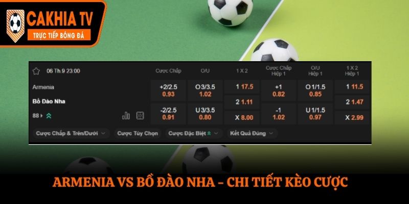 Soi kèo Armenia vs Bồ Đào Nha - bảng tỷ lệ thống kê